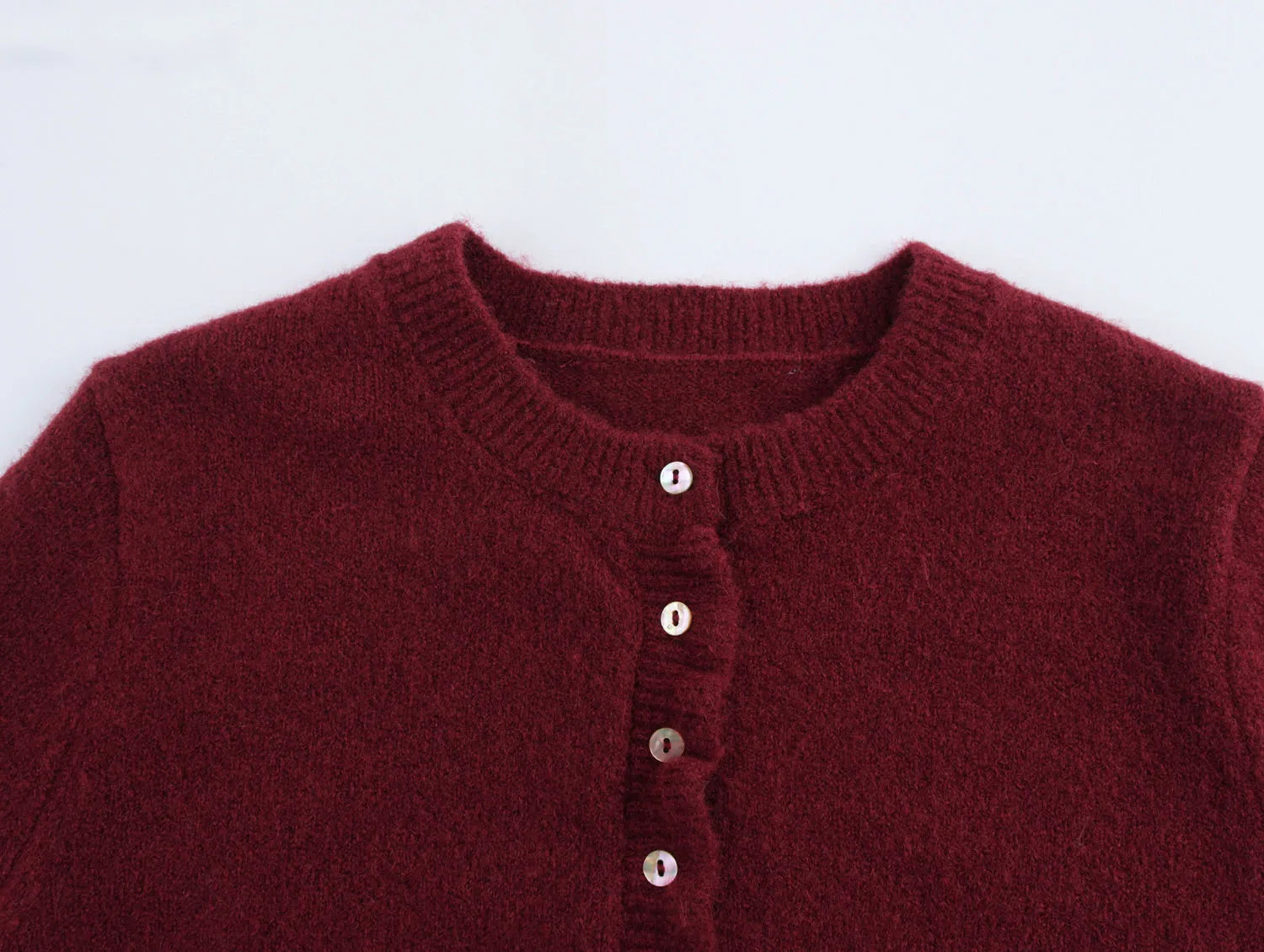 DEEABAE Korean Style Womens Clothing Ruffles Cardigan For Women Layered Decoration Long Sleeve Knitwear Solid Color Sweater 250108