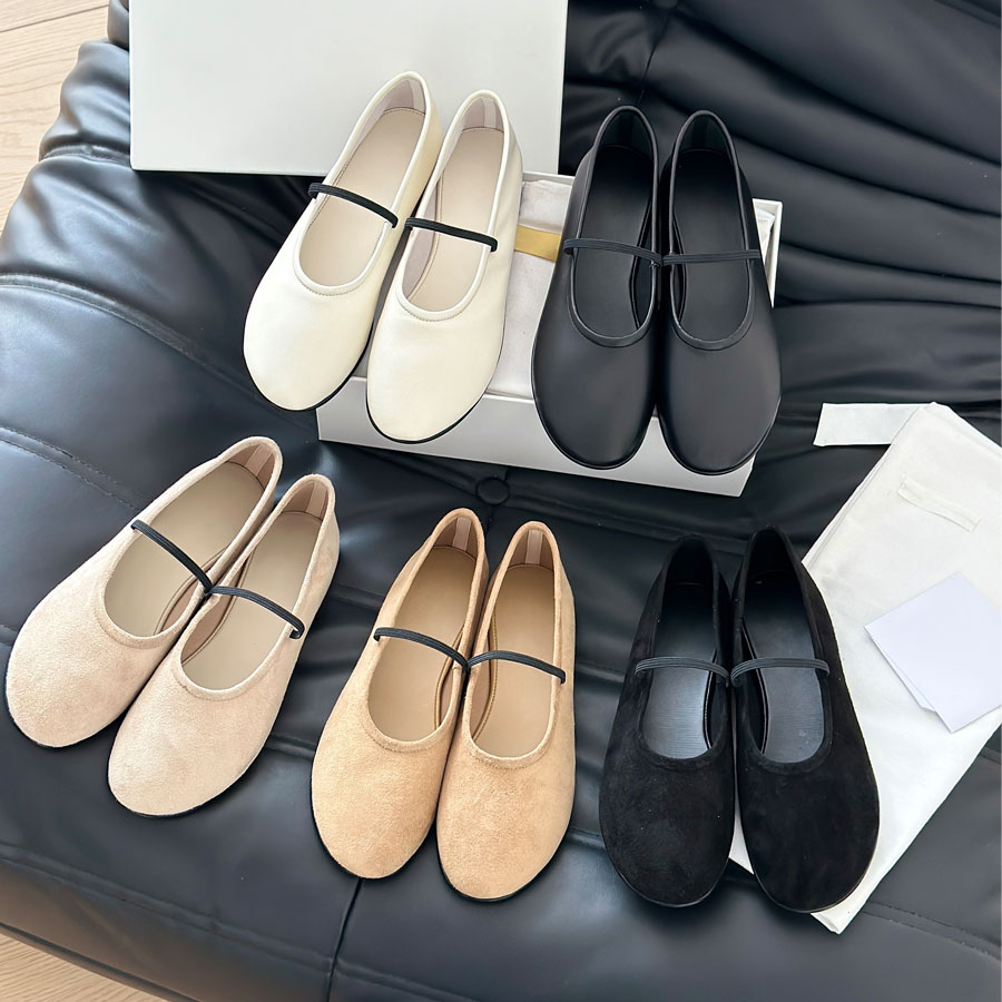 Top quality Suede Mary Jane shoes Ballet flats with a strap for womens loafers Real leather Luxury designer flats shoes Vacation shoes Walking holiday shoes