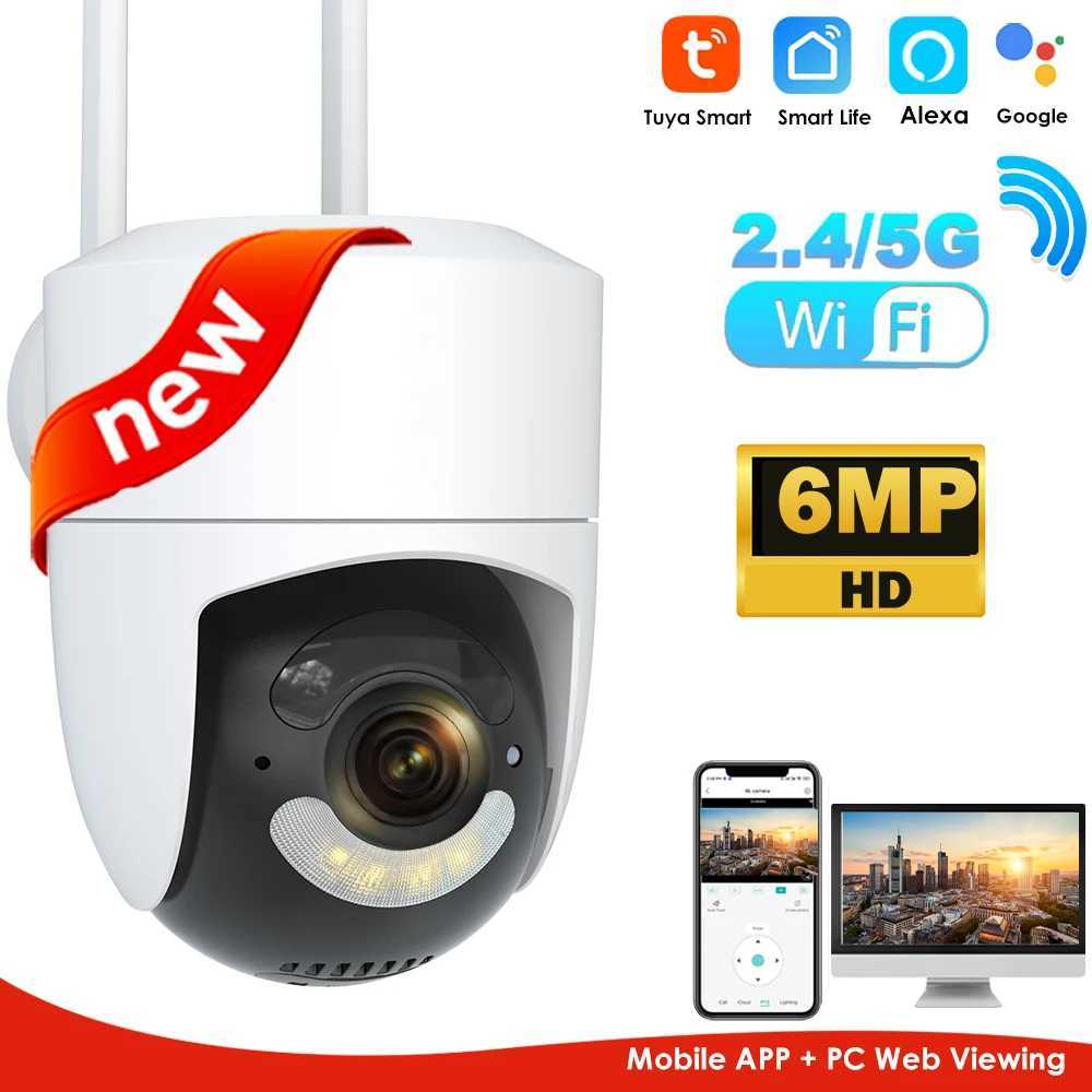 6MP Tuya WiFi Outdoor Camera 2.4G/5G WiFi Monitoring Camera Security Protection CCTV Smart Life Alexa Google Video Camera X250110