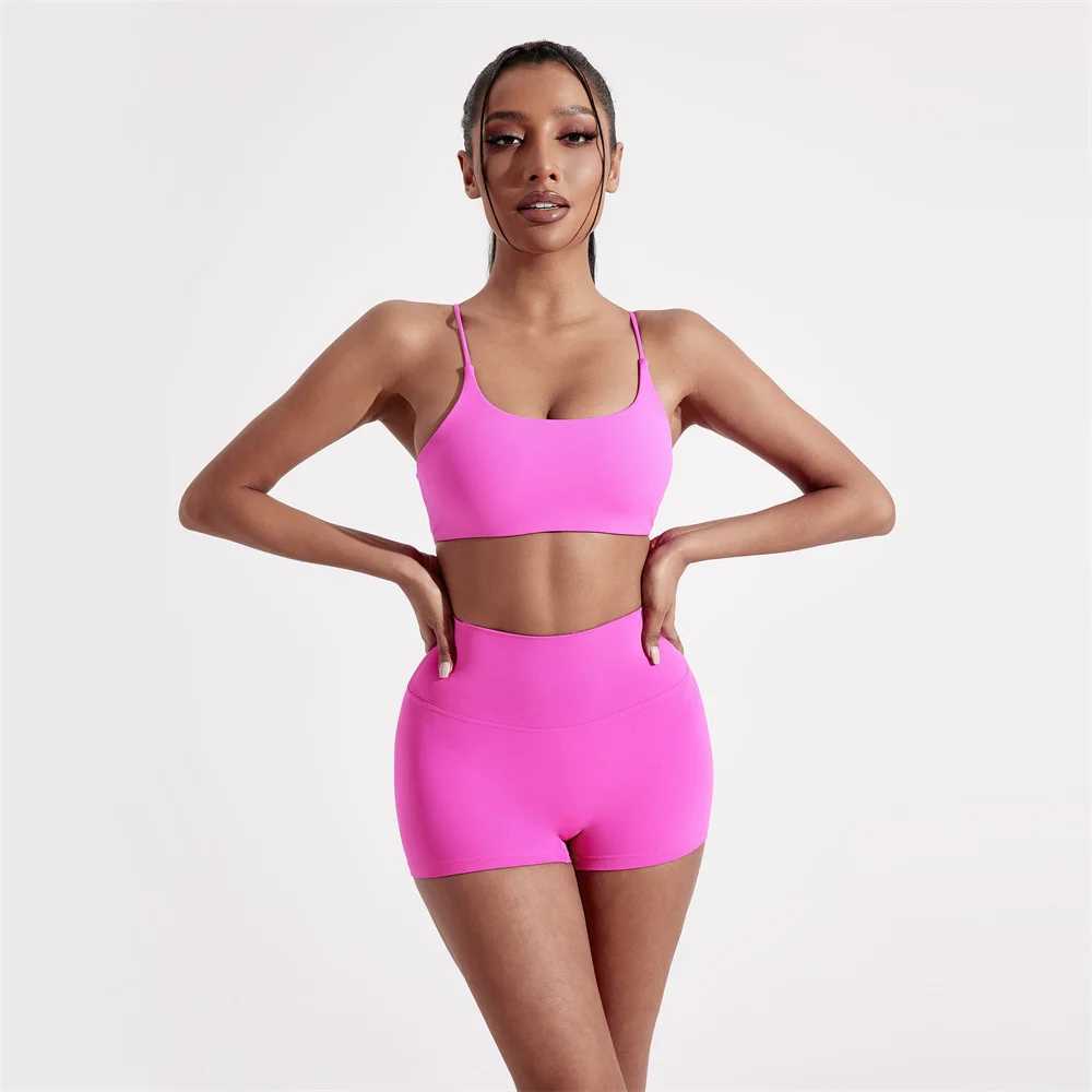 Solid Color Gym Yoga Set Women Yoga Set 2 Piece Workout Tracksuit Fitness Suit High Waist Legging Cross Back sports Bra athleticXJ250109