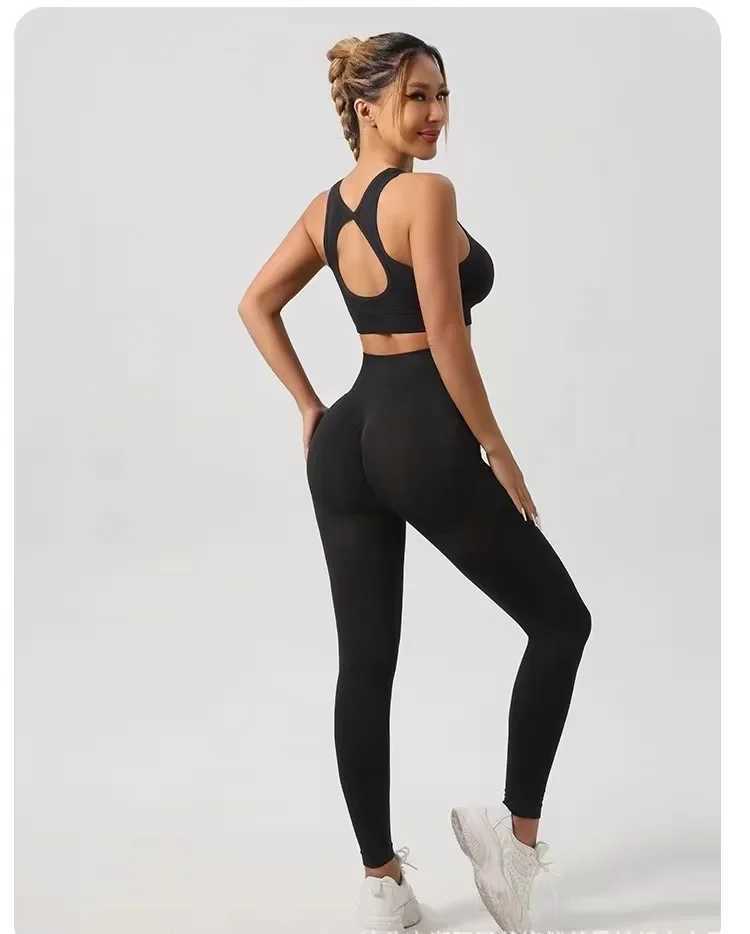Seamless Yoga Set Women Beauty Back Sports Bra+ Hip Lifting Leggings Workout Set Breathable Fitness Set Gym ClothingXJ250109