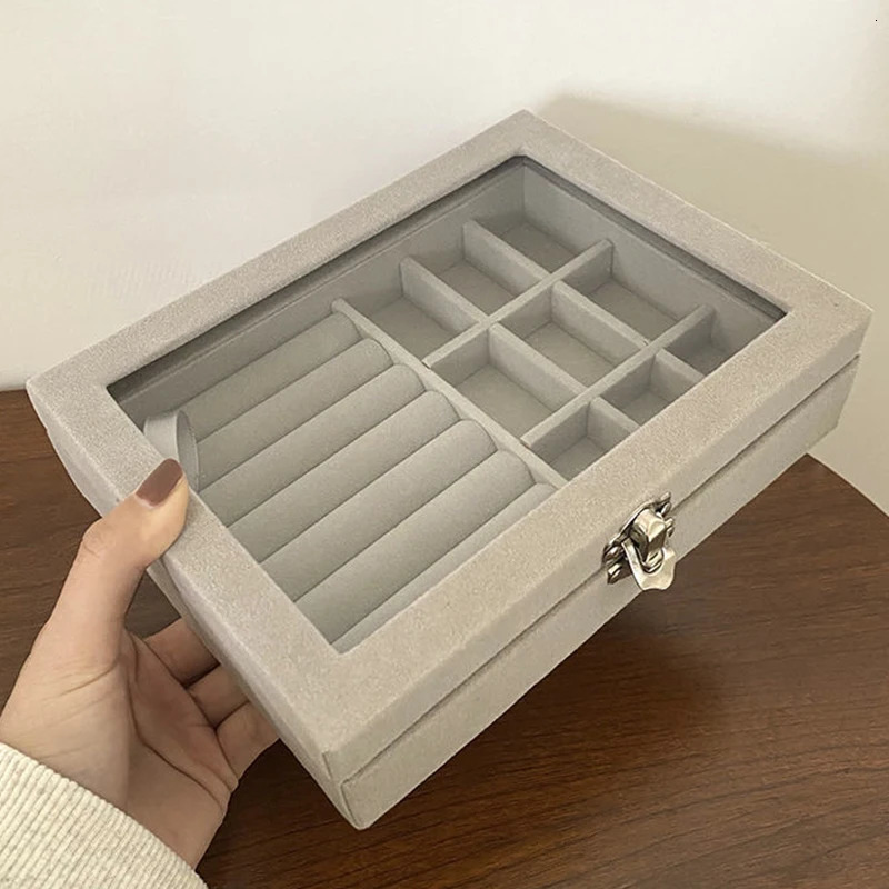 Jewelry Storage Box Earring Ring Necklace Jewelry Display Box Jewelry Classification Dustproof Transparent Flip Lid Jewelry Box 250106