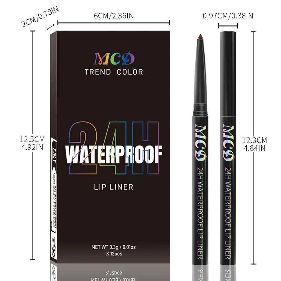 12pcs Sexy Matte Brown Lip Liner Waterproof Pencil Lip Outline Contouring Lasting Lipstick Crayon Pigments Lip Balm 250108