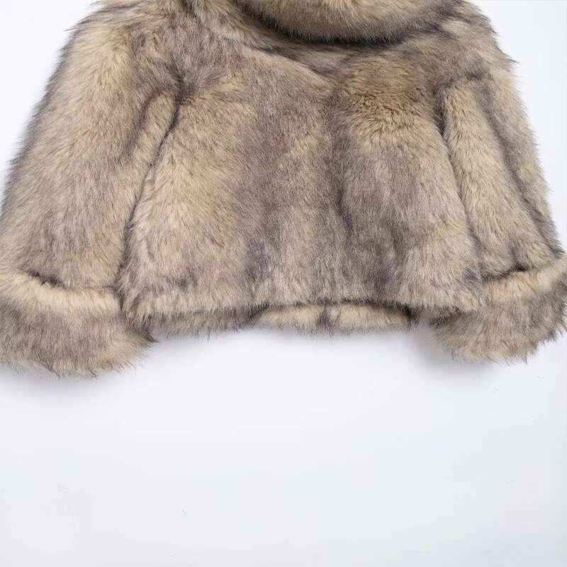 Kop Fashion Faux Fur Effect Pullover Vintage Full Sleeve Autumn And Winter Women's Chic Lady Sweatshirt