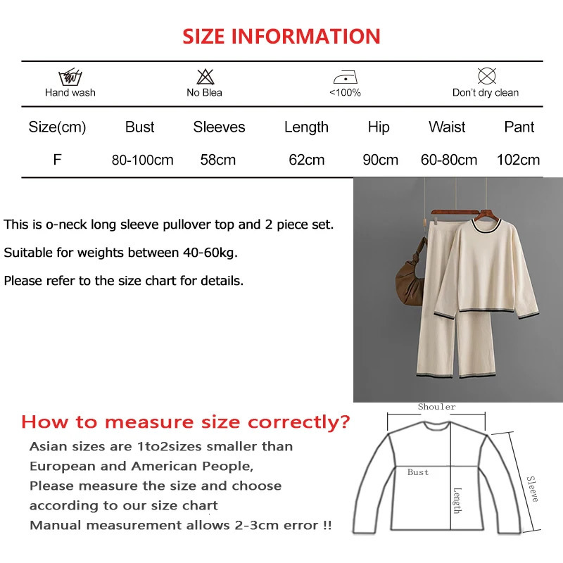 HELIAR Women Knit Sports 2 Piece Set Contrast Color ONeck Long Sleeve Autumn Pullovers High Waist Wide Leg Pants Casual Suit 250106