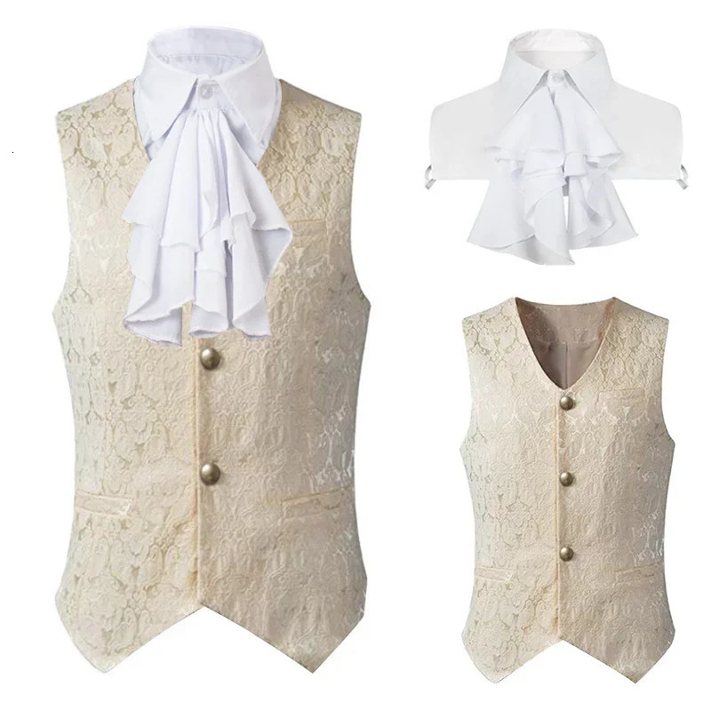 2024 Vest Men Renaissance Steampunk Coat Gothic Jacquard Waistcoat Single Breasted Business Formal Dress for Suit 250107