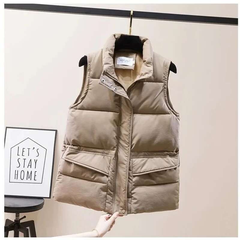 2025 Winter Women's Short Vest New Korean Stand Collar Down Warm Coat Fashion Designer Jacket