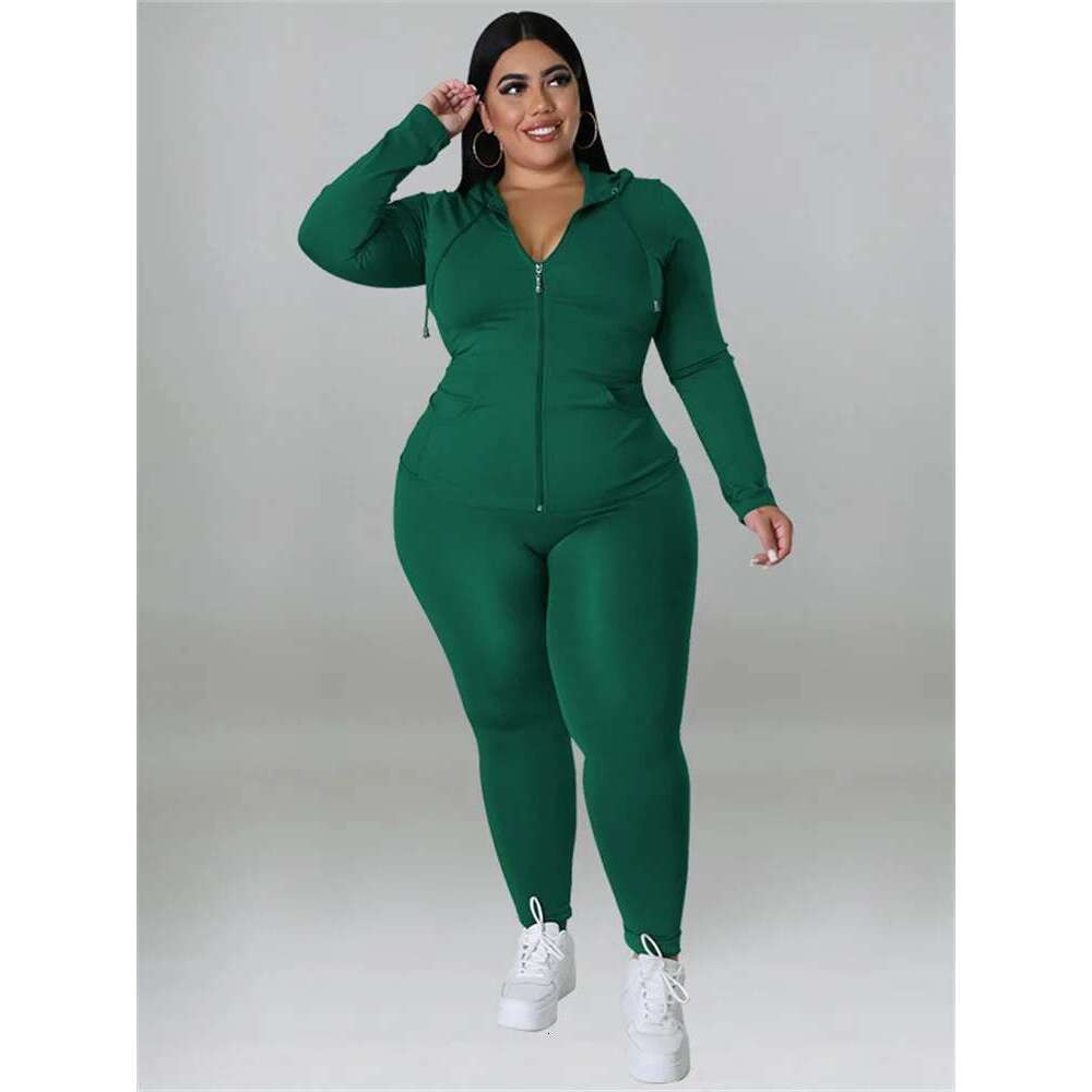Women's Wear Plus Size Two Piece Outfits Women Hoodies Sweatsuit Leggings Pants Sets Solid Stretch Matching Wholesale Dropshipping New