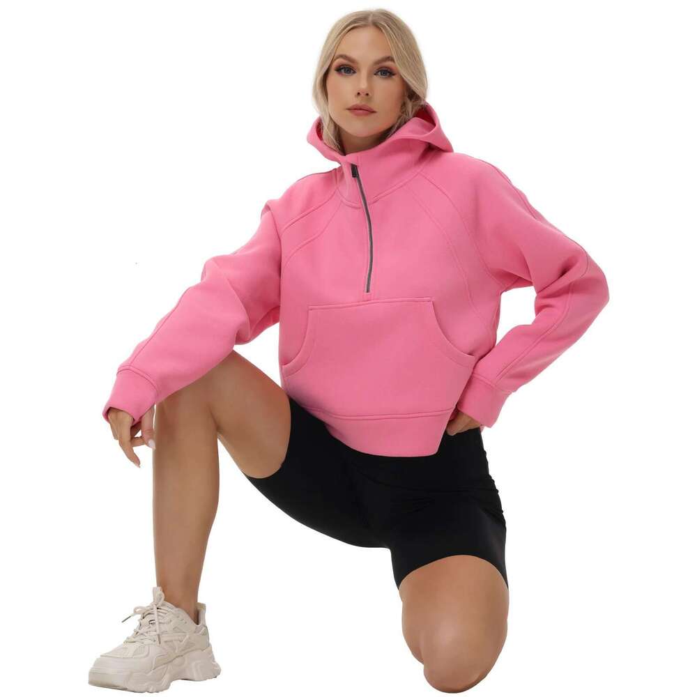 Women's Wear Women's Fleece Pullover Solid Warm Hoodies Half Zipper Long Sleeve Sweatshirts Tracuits Outfits Short-Style Sports Suit
