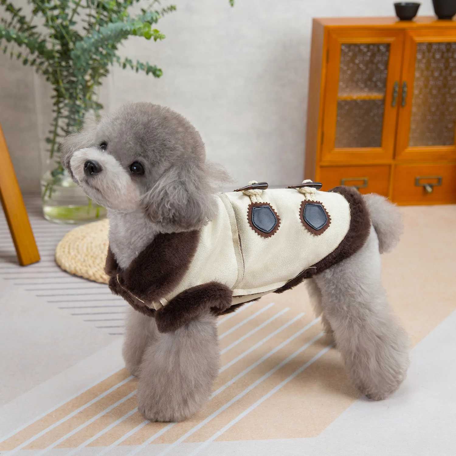 2024 New Pet Clothes Autumn Winter Dog Jacket Coat Teddy Cat Clothes with Suede Horn Ropa Para PerrosXJ250109