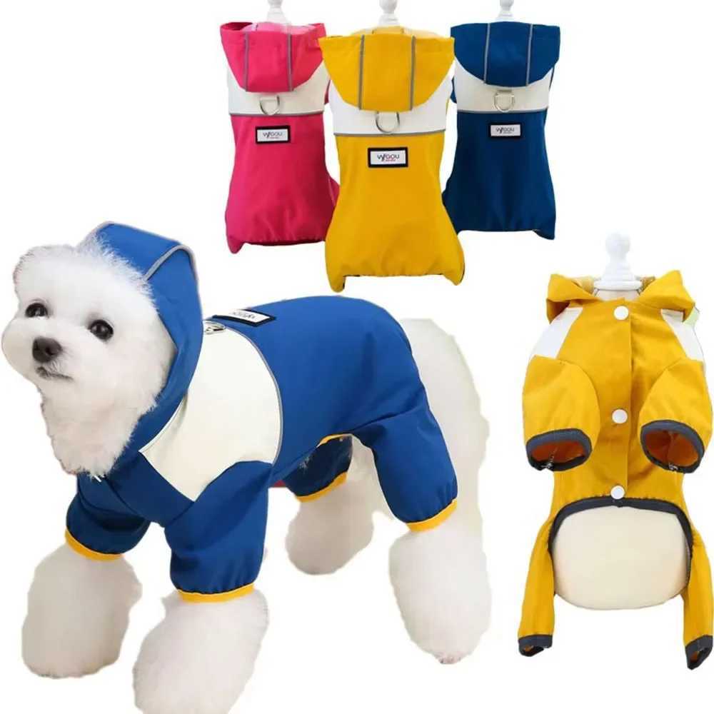 Waterproof Dog Jumpsuit with Hooded Four Legs Small Dog Raincoat Waterproof Puppy Clothes Reflective Doggy Rain Coat Pet CostumeXJ250109