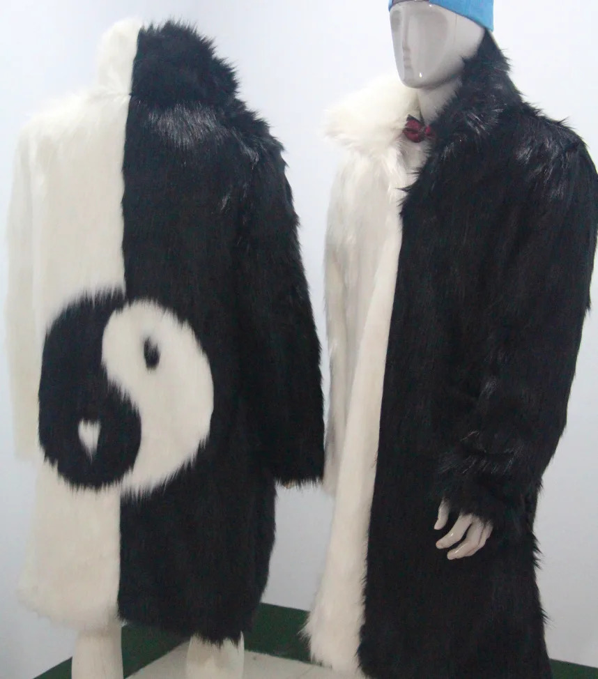 Winter Faux Fur Thick Coats Man Black White Loose Straight Open Stitch Long Full Sleeve Warm Panelled Vintage Windbreak 250107