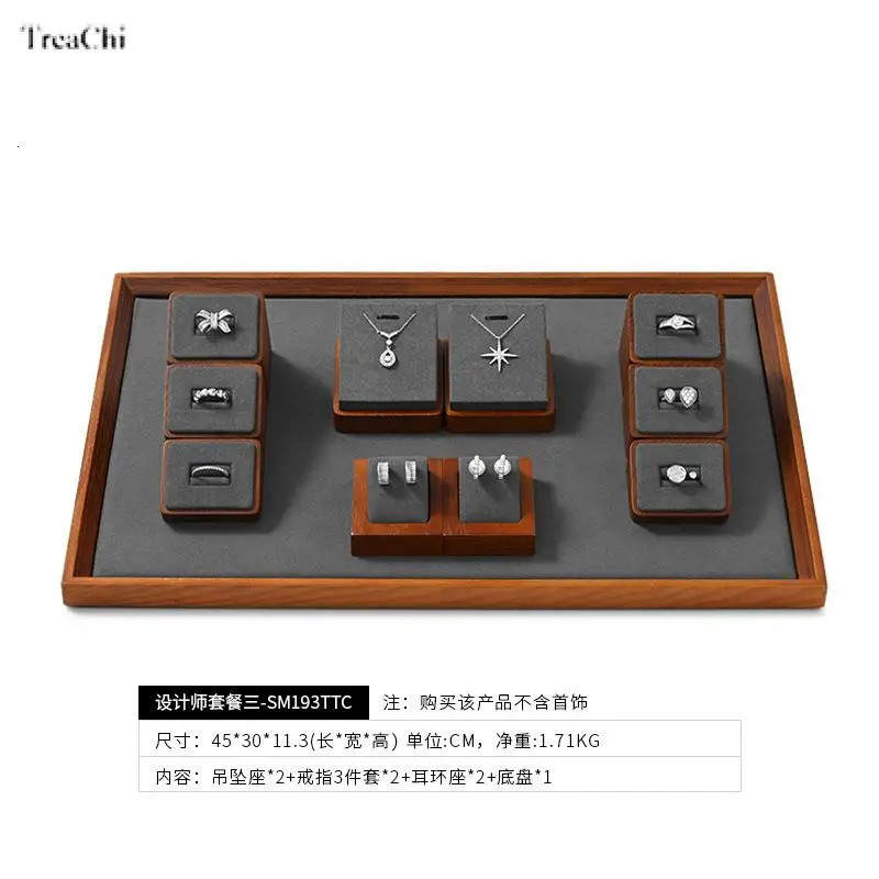 Wooden Jewelry Display Props Counter Exquisite Beaded Jade Jewelry Display Set Storage Props 250106