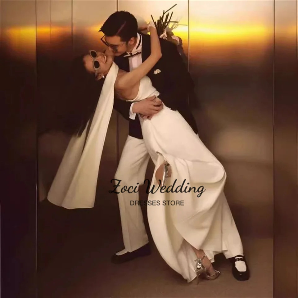 Zoci Simple Elegant Evening Dresses Strapless FloorLength Po Shoot Dress Wedding Party Customized Reception 250106