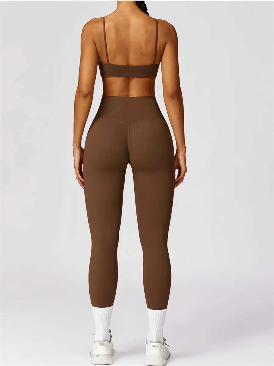 Seamless Yoga Set Women Beauty Back Sports Bra+ Hip Lifting Leggings Workout Sets Outdoor Gym Fitness Running Suits TracksuitXJ250109