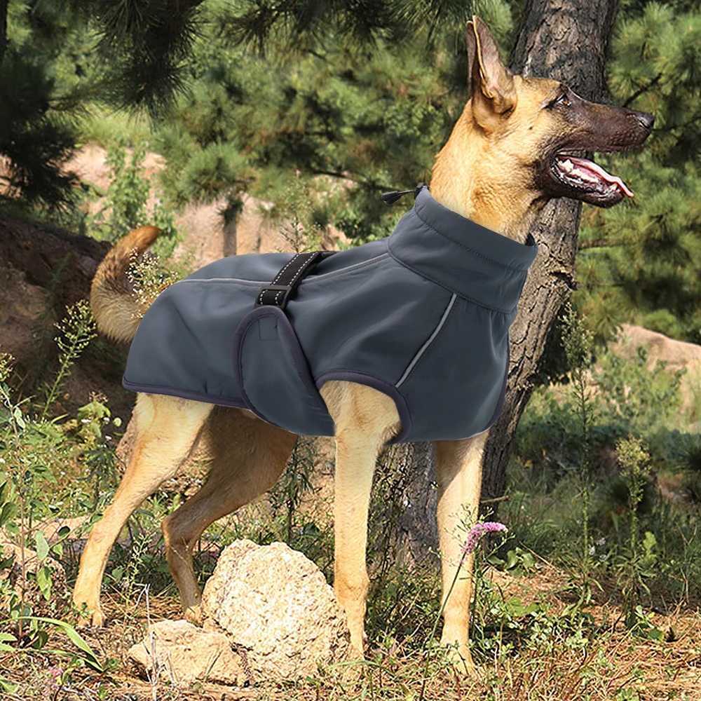 Waterproof Dog Vest Clothes Warm Padded Pet Winter Clothing Jacket Coat Large Dogs Labrador Outfit With Reflective Nylon RopeXJ250109
