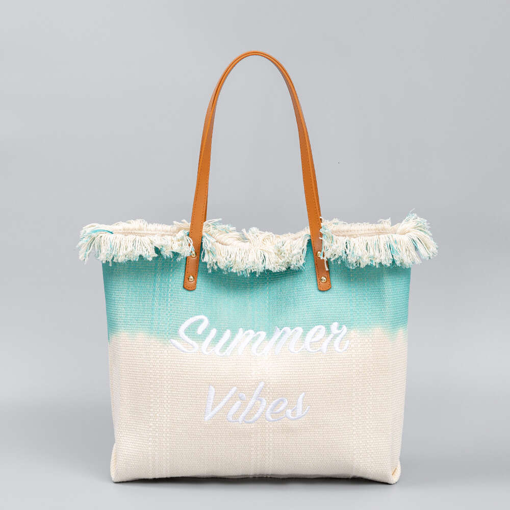 Embroidered Tote Tassel Sail Fabric Magnetic Buckle Commuting Underarm New Beach Shoulder Bag, Summer