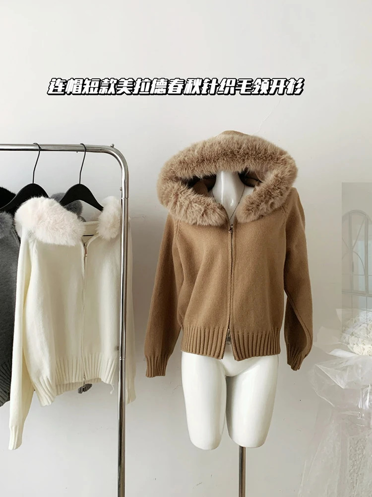 Winter Women Old Money Shoujo Girl Long Sleeve Full Zip Cardigan Sweater Cuddly Hoodies Knitwear 2000s Aesthetic Korean Fashion 250108