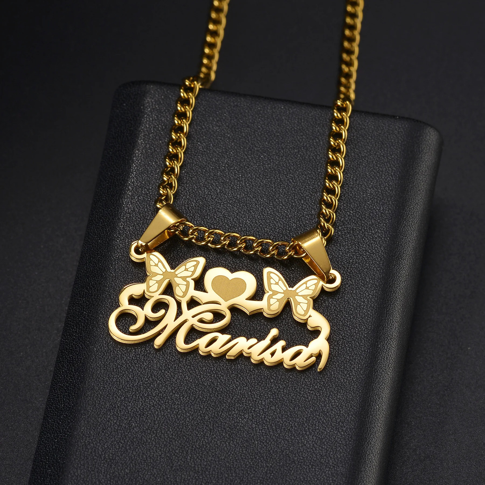 Acheerup Personalized Engrave Name 2 Hooks Necklace for Women Men Stainless Steel Custom Crown Thick Chain Pendant Birthday Gift 250109