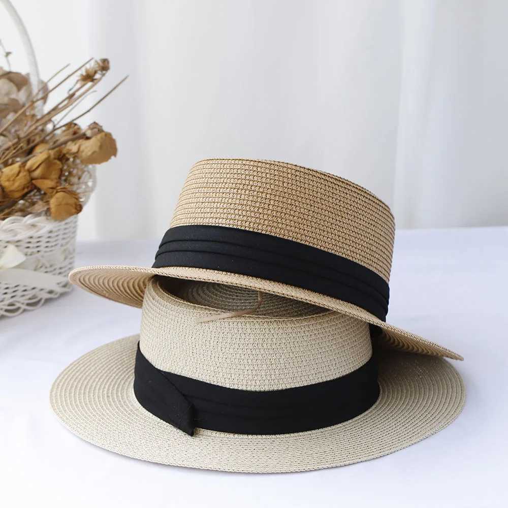 Versatile Retro Hat Panama Plain Sun Hat Bucket Hat UV Protective Sun Hat Beach Mini Bow Vacation Handmade Straw Hat X250109