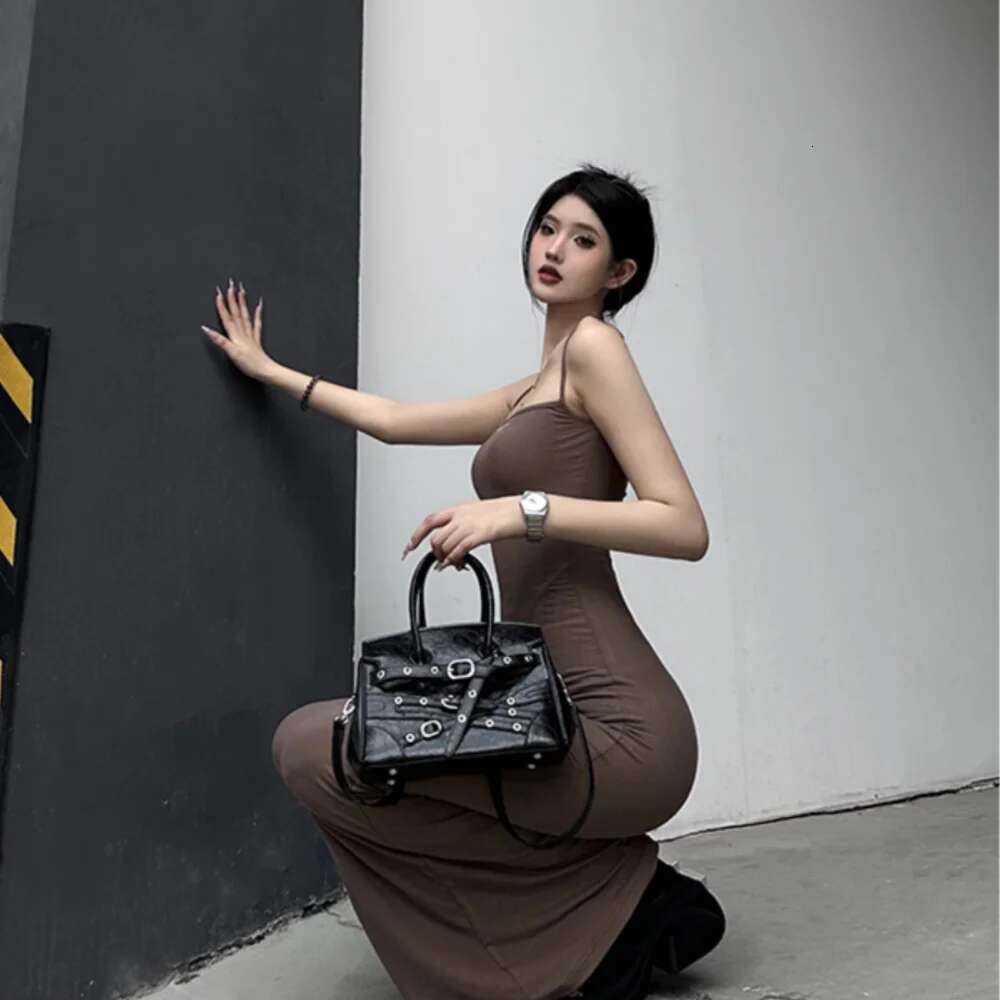 Fashion Punk Hot Girl Style Y2k Locomotive Tote Bags Classic Street Shoulder Crossbody Bag Leather Black Women Handbags