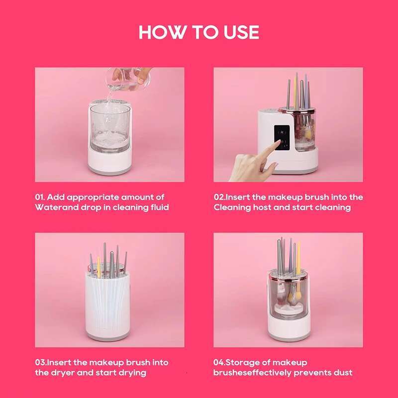 Professional Electric Brush Cleaner Makeup Product Drying Rack Lazy Cleaning Brushes Washer Quick Dry Tool