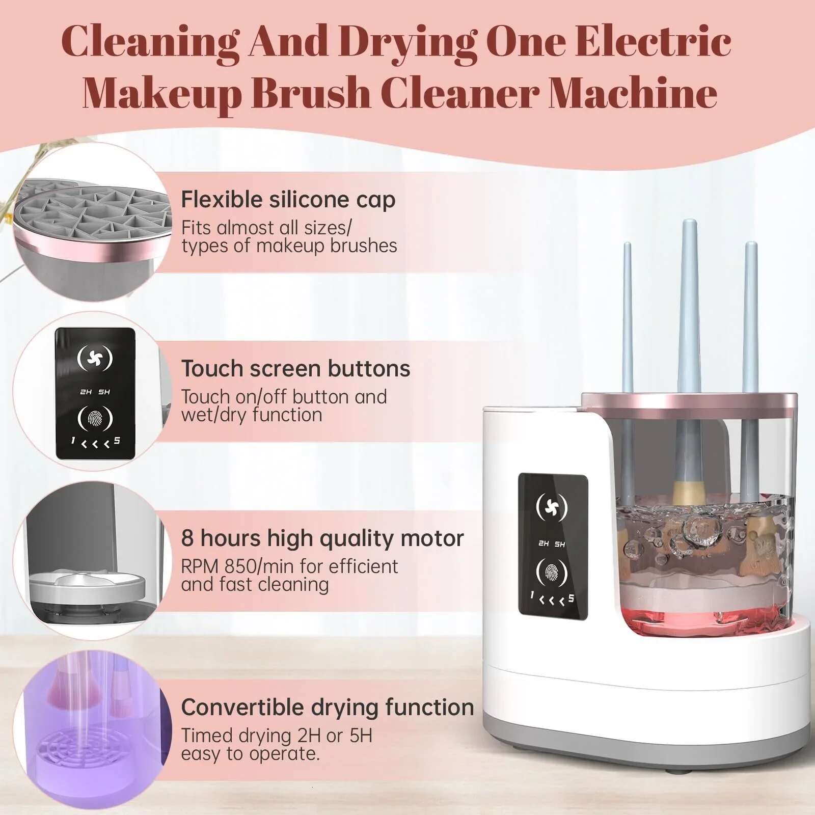 3 in 1 Electric Makeup Cleaner with Dryer-Portable Automatic USB Cosmetic Brush Cleaning Tool
