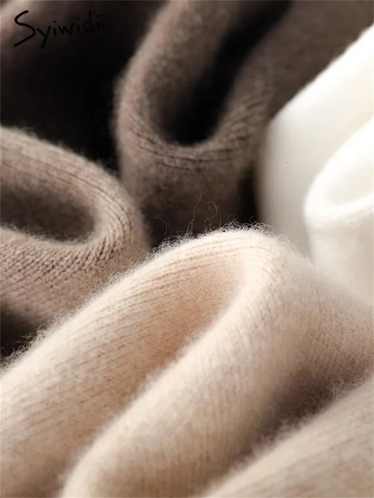 Syiwidii Knitted Women Pants Fall Winter Korean Fashion High Waist Wool Wide Leg Sweatpants Casual Straight Loose Trousers 250108
