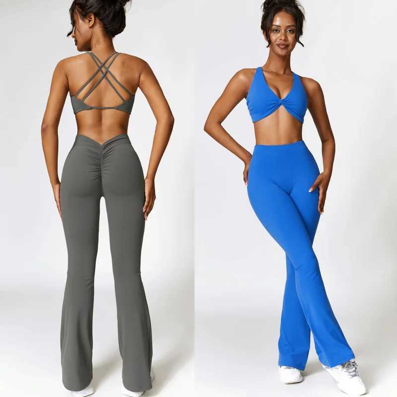 Sexy Cross Bra Back-v Sport Yoga Set Two Piece Workout Clothes for Women Quick Dry Outfit Fitness Gym Set Workout Set TracksuitXJ250109