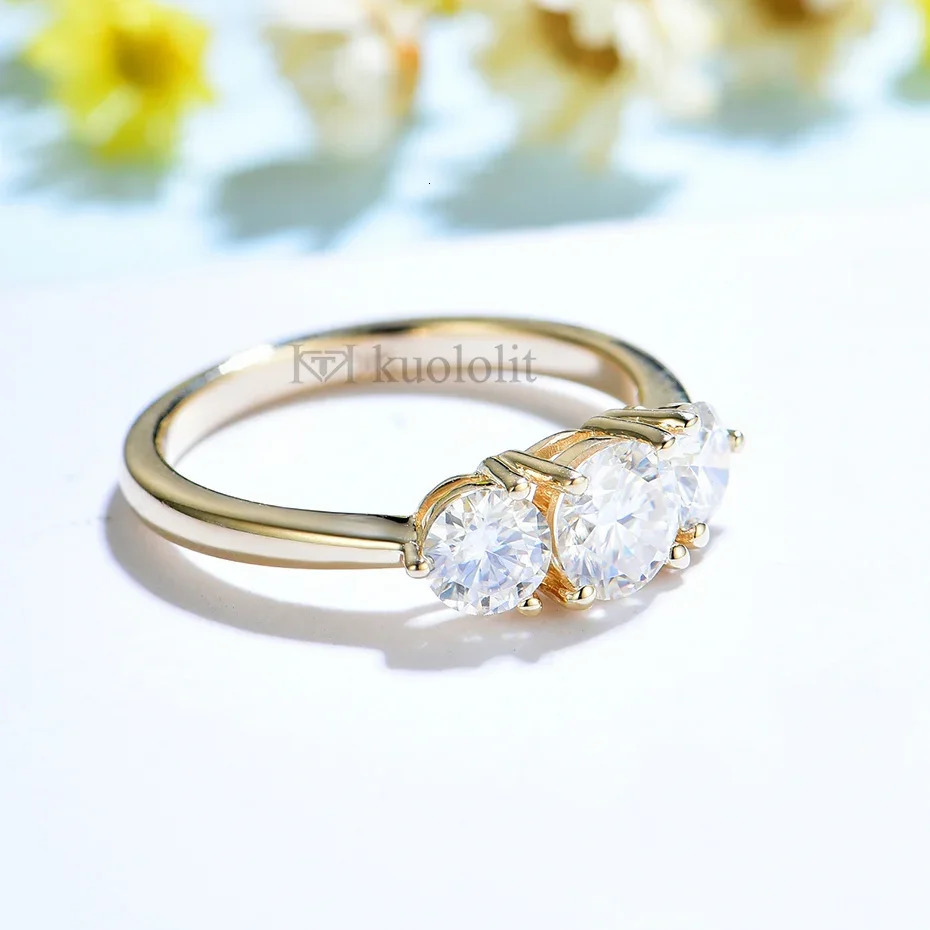 Kuololit 585 14K 10K Yellow Gold Ring for Women D VVS Solitaire Engagement Ring for Jewelry for Anniversary 250106