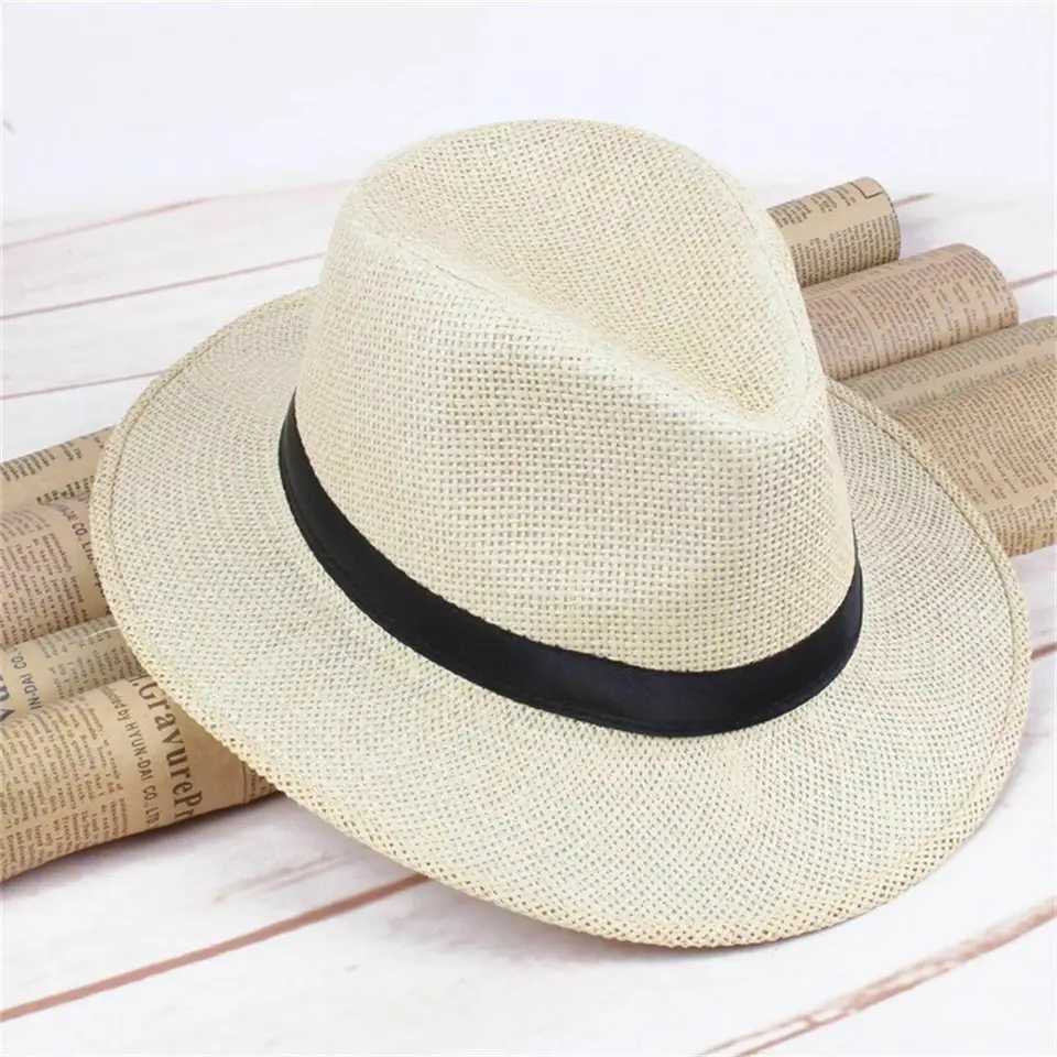Summer grass Fe sun hat men Panama cowboy hat cable women outdoor travel sun hat middle-aged and elderly people X250109