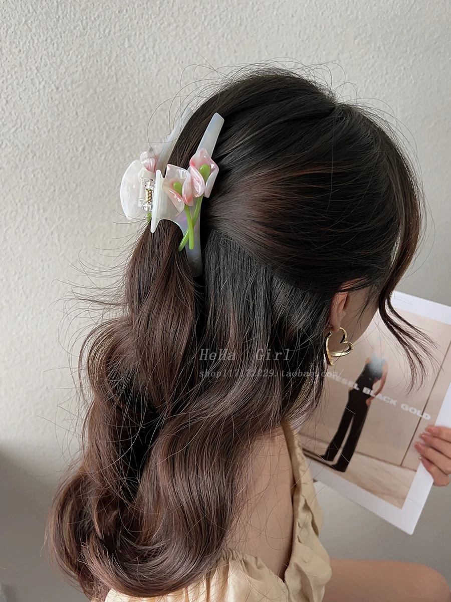 11cm Long Clip Calla Lily Hair Clips Acetate Hair Crabs Fashion Hair Claws for Long Hair Floral Barrettes 250103