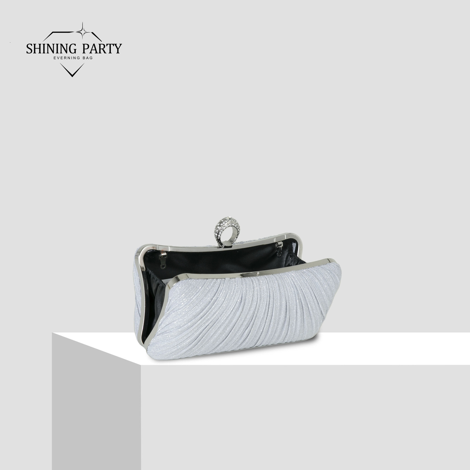 Party dinner clutch bag 2024 style ring bag large capacity evening dress clutch bag pleated glitter shoulder messenger bag 250106
