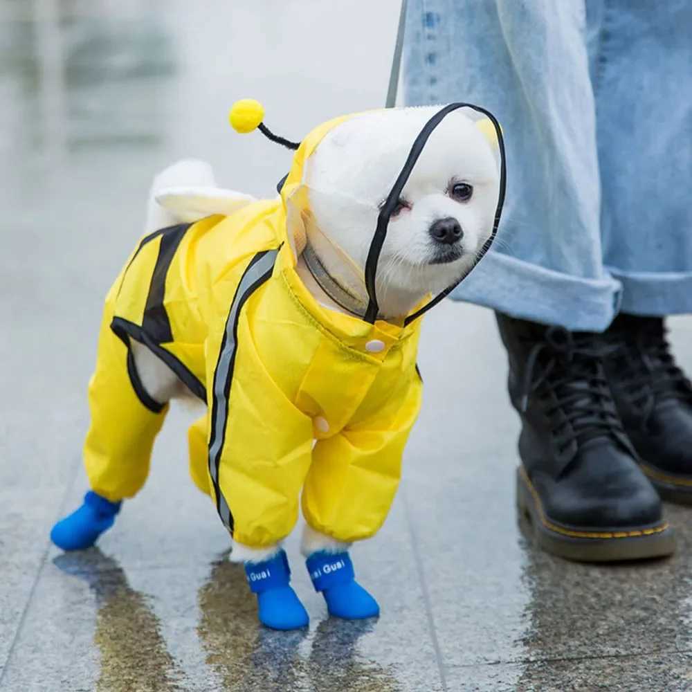 Waterproof Puppy Dog Raincoats Rain Jacket with Hood for Small Medium Dogs Poncho with Reflective Strap Honey Bee Bear DinosaurXJ250121