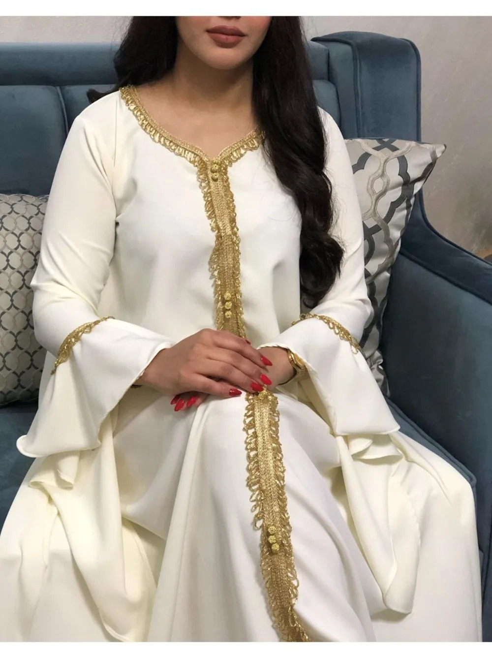 Autumn Modest Muslim Dress for Women Ruffles Sleeve ed Abaya Duabi Arabic Vestidos Moroccon Kaftan Islamic Gown Robe 250106