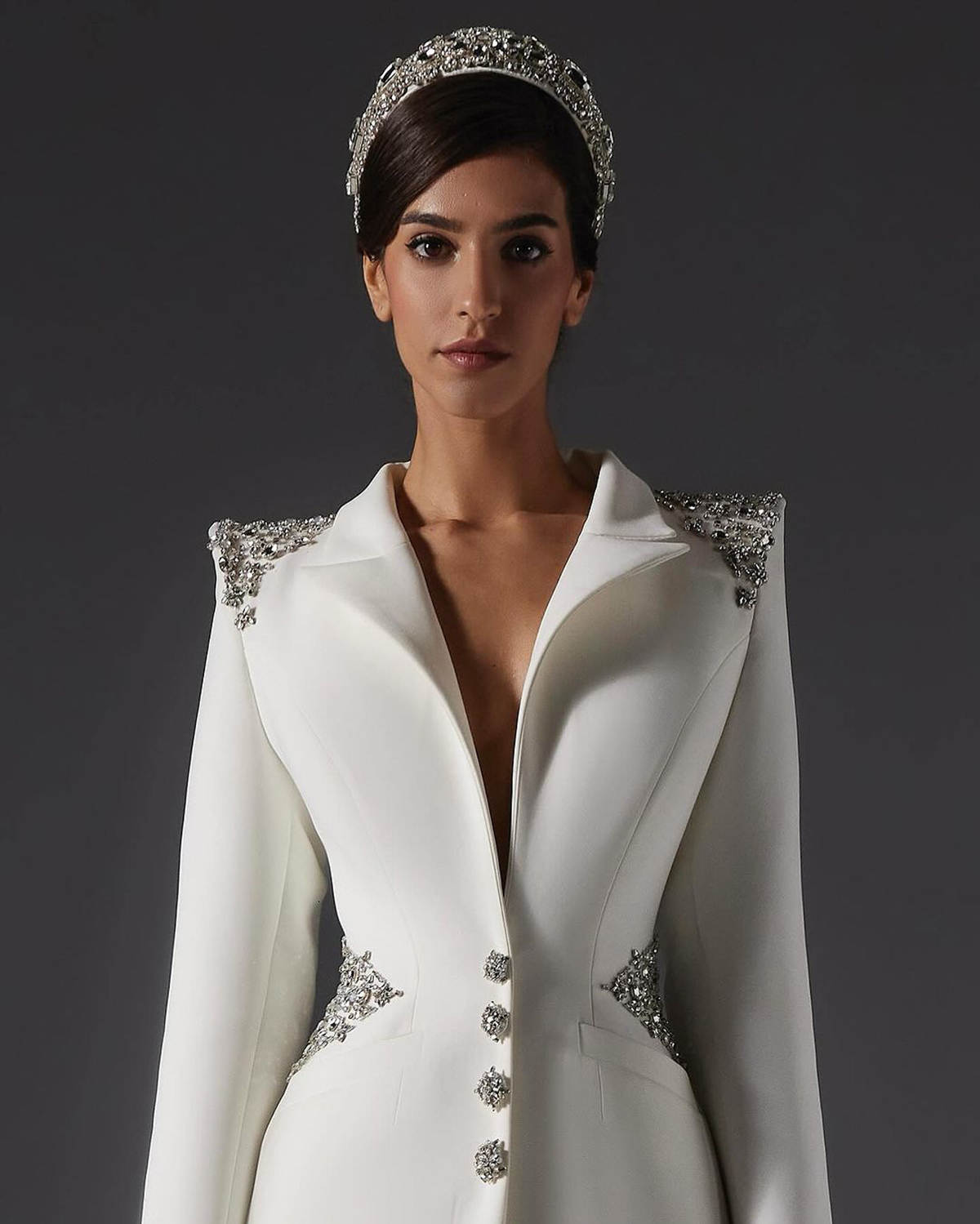 Elegant Mother of the Bride Suits Beaded Crystal One Piece Set Jacket Single Breasted Women Business Blazer Peaked Lapel Formal Work Wear Customized