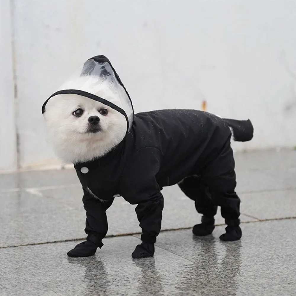 Waterproof Dog Clothes Small Dog Raincoat with Rain Shoes Boots Overalls Jumpsuit Pet Cat Puppy Rain Coat with Transparent HoodXJ250109