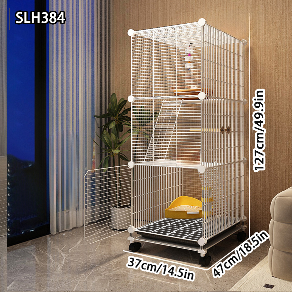 Gerbil and Hamster Palace Spacious Triple-Decker Squirrel Cage for Comfortable Living