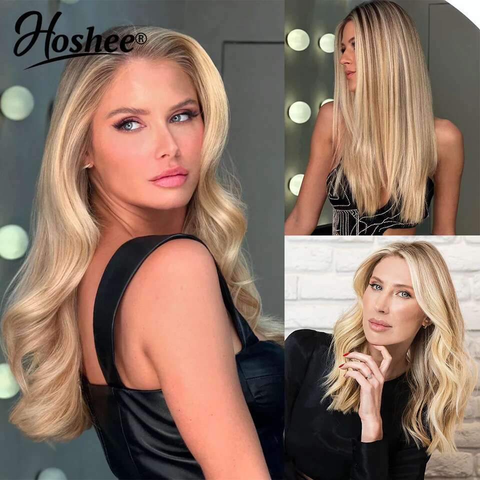 Blonde Wig 13x4 Ash Grey Highlight Straight Front Wigs Human Hair 5x5 Glueless Transparent Swiss Lace