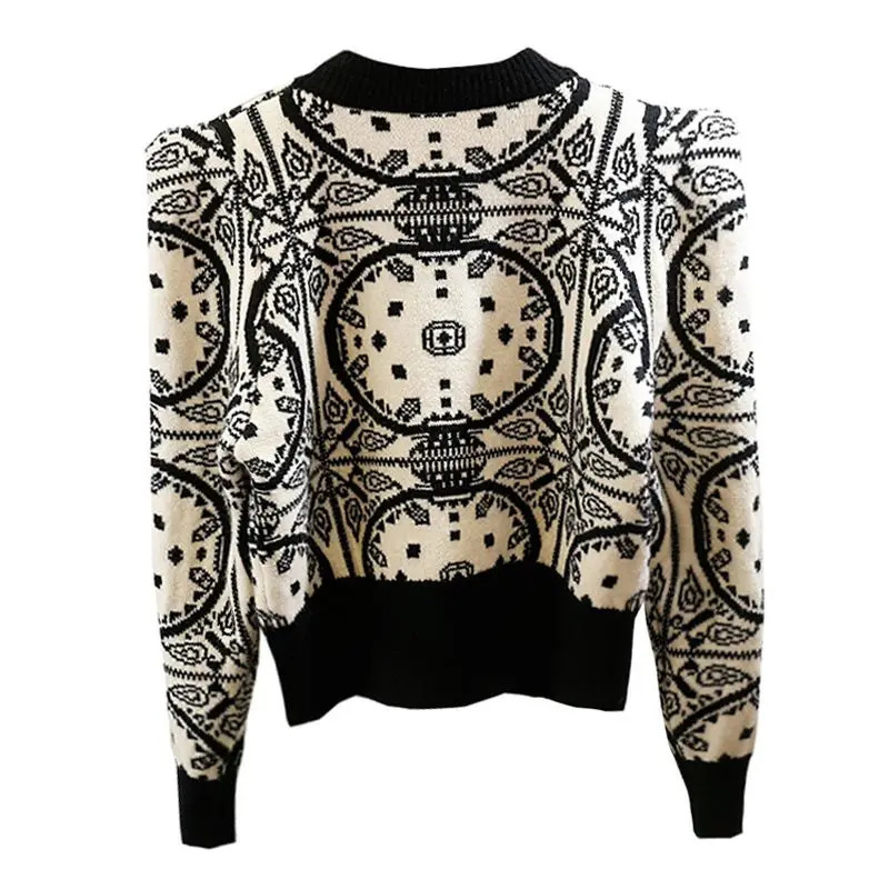 Women Clothing Fashion Chinese Style Diamonds Short Sweater Autumn Winter Vintage Streetwear Long Sleeve Pullovers Chic Y2k Tops 250108