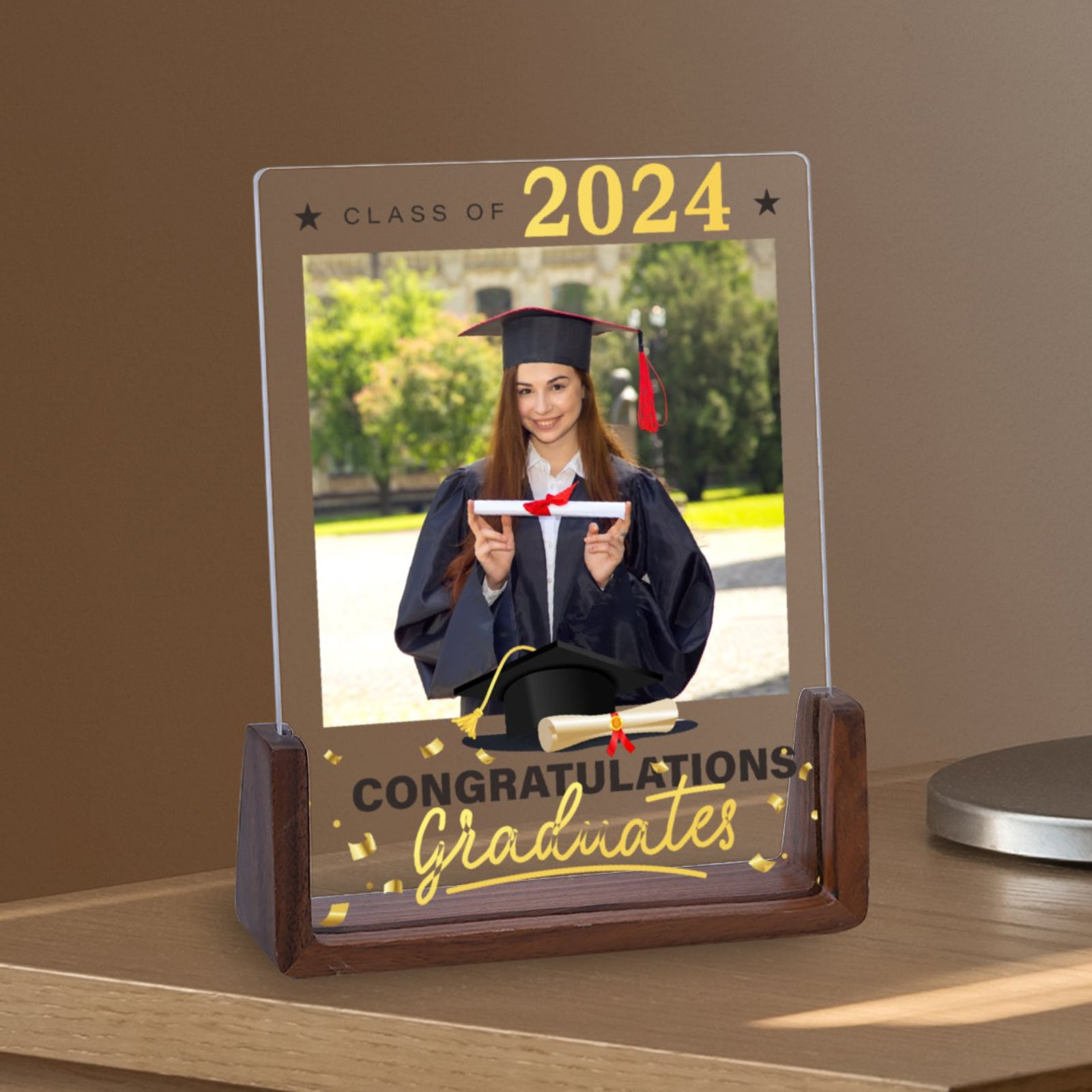 Personalized Picture Frame Her Him Class of 2024 High School College Graduation Photo Frames for Daughter Son H260306