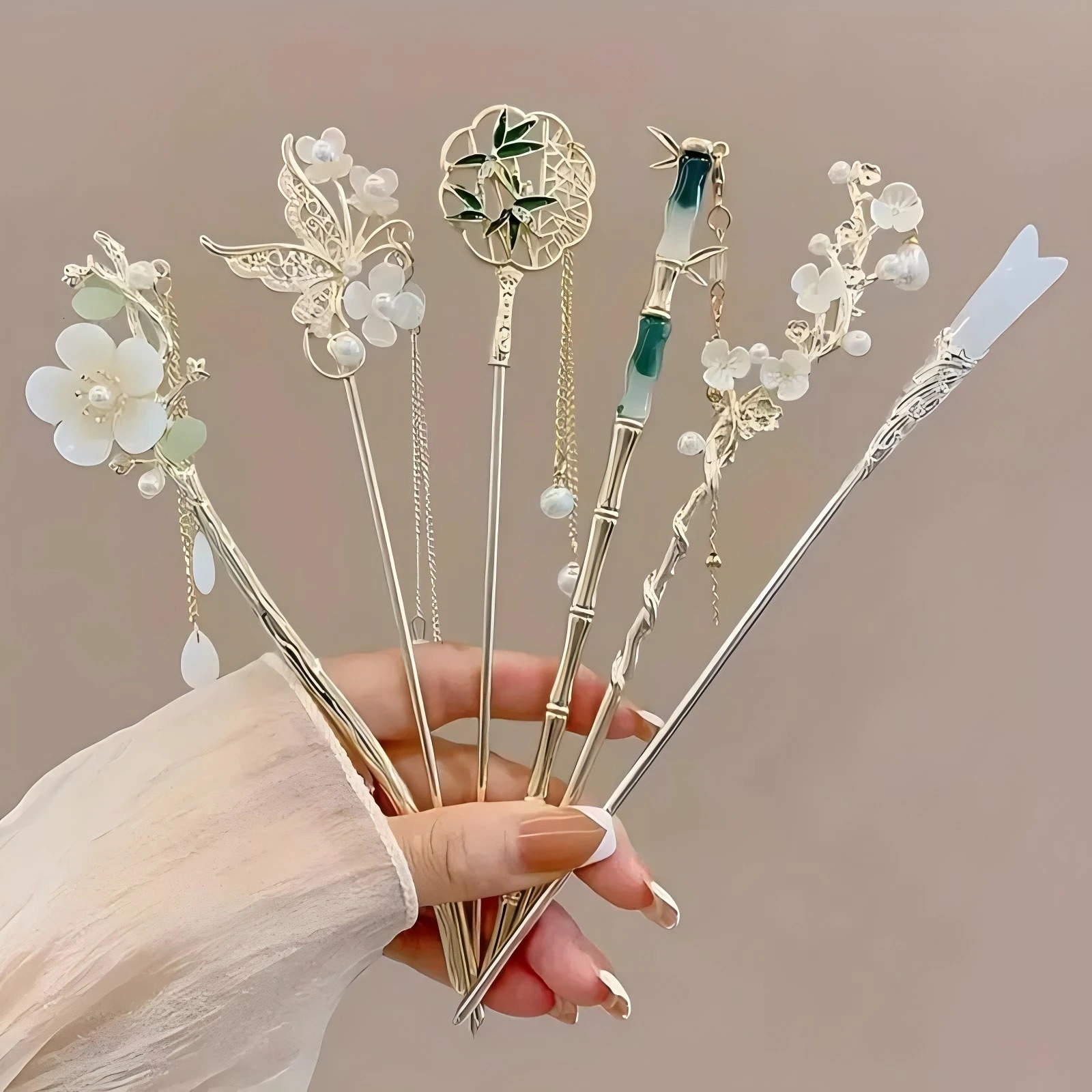 Elegant Chinese Style Hair Clip Tassel Stick Traditional Floral n Hairstyle Accessory Women Jewelry Hairpin Hairneedle 241228