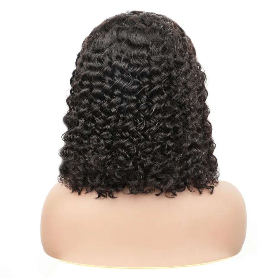 Wave Bob 180% Wear Go Glueless 4X4 Pre-Cut Preplucked Lace Closure Wig Brazilian Deep Curly Human Hair Wigs