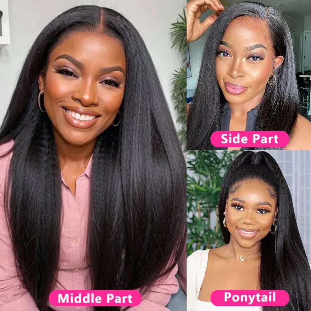 200% Kinky 360 13X6 HD Lace Frontal Wigs Black Ponytail Human Yaki Straight 7X5 Glueless Raw Hair Wig