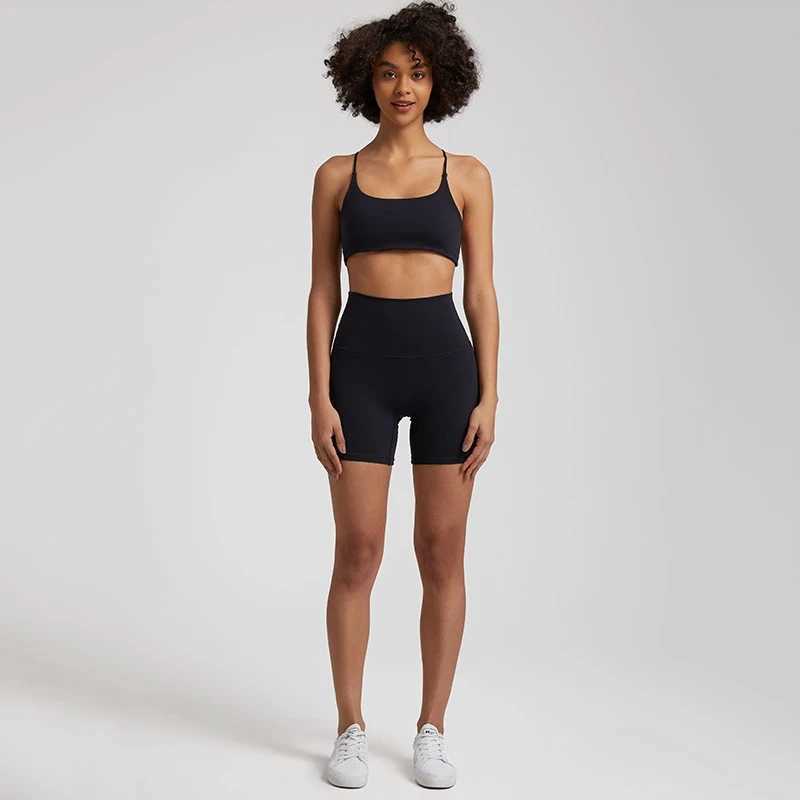 Solid Color Soft Gym Yoga Set Short Legging +Cross Sport Bra Tracksuit Women Gym Suit Comprehensive Training Jogging AthleticXJ250109