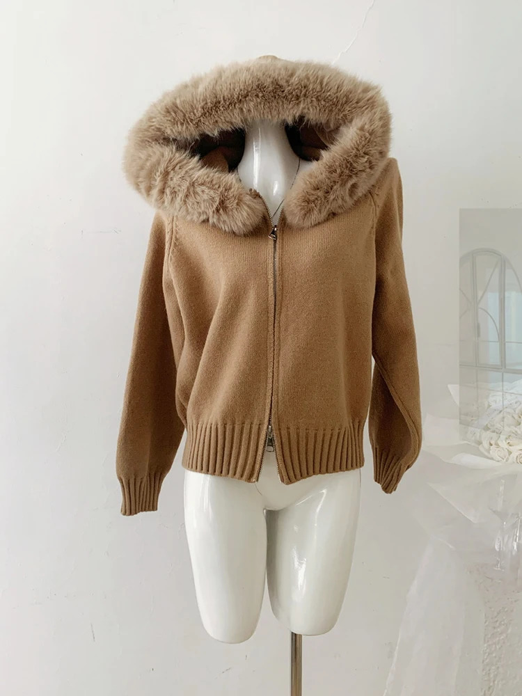 Winter Women Old Money Shoujo Girl Long Sleeve Full Zip Cardigan Sweater Cuddly Hoodies Knitwear 2000s Aesthetic Korean Fashion 250108