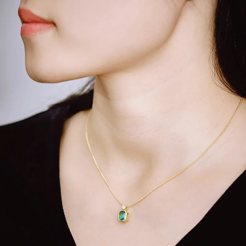 Luomansi Vintage 68MM Emerald Necklace S925 Sterling Silver Jewelry Wedding Anniversary Party Birthday Gift 250109