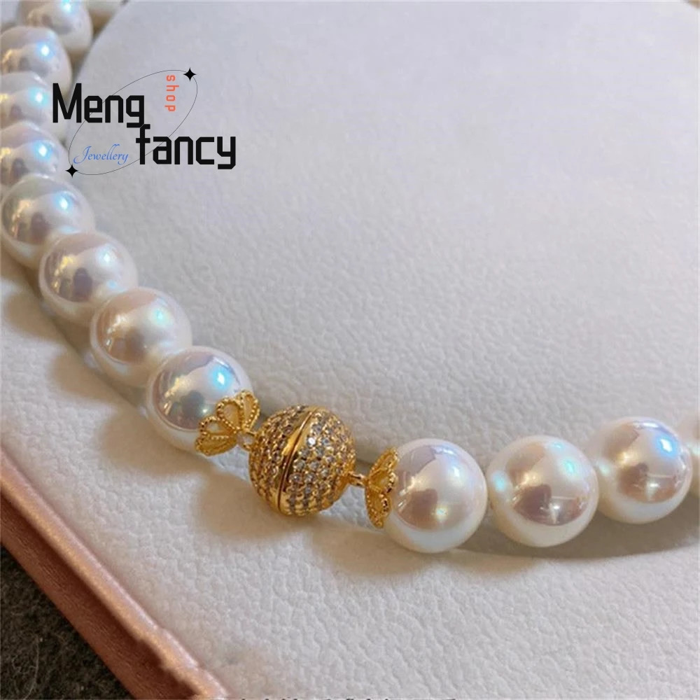 Natural Magnetic Clasp Mother of Pearls Pastel Pearl Necklace Versatile Simple Temperament Exquisite Fashion Fine Jewelry250108
