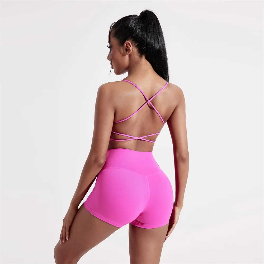 Solid Color Gym Yoga Set Women Yoga Set 2 Piece Workout Tracksuit Fitness Suit High Waist Legging Cross Back sports Bra athleticXJ250109