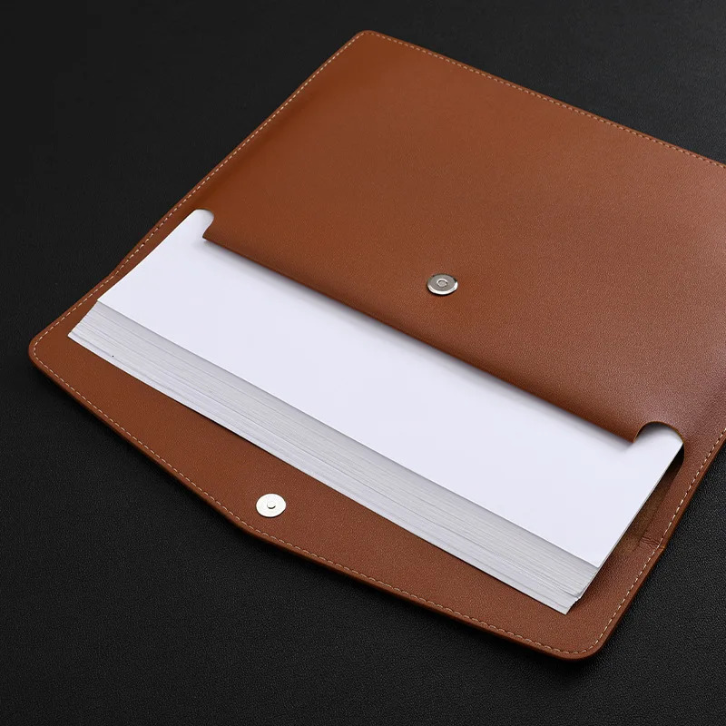 Designer Bag Leather File Folder Large Capacity Document Bag Business Briefcase Magnetic Button Waterproof Laptop Cases Office Organizer 250107